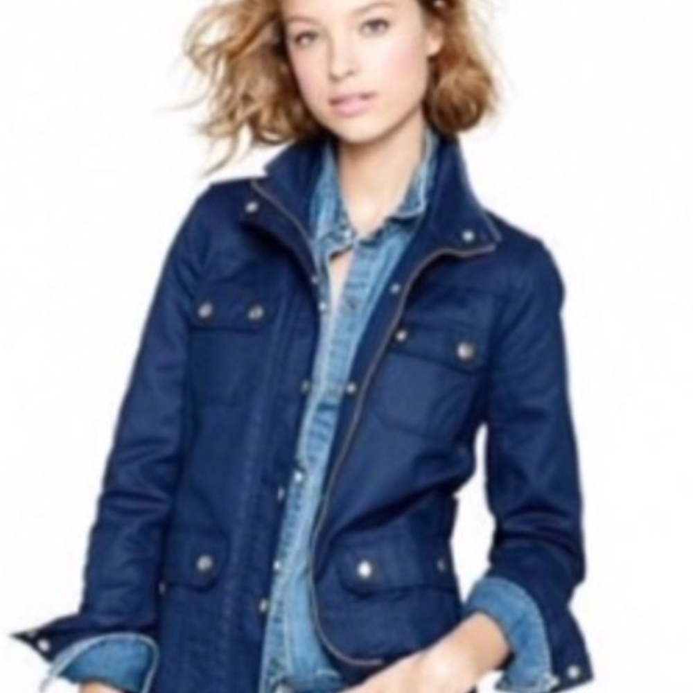 J. CREW Downtown Waxed Cotton Field Jacket Blue